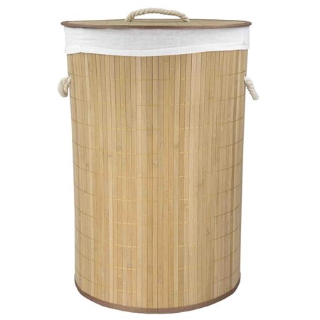 HOME BASICS Round Foldable Bamboo Hamper, Natural BH45098
